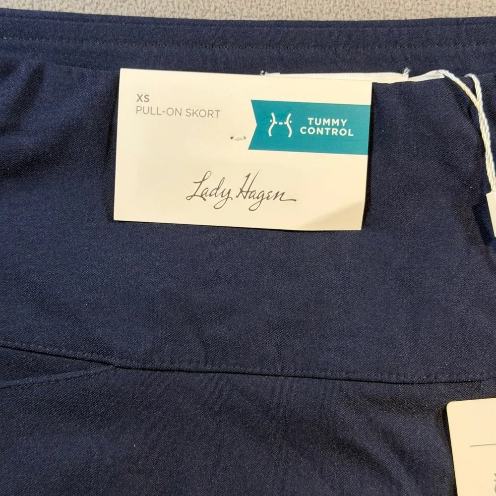 Lady Hagen Womens Tummy Control Pull-On Skort Dark Navy Blue Golf Tennis XS NEW